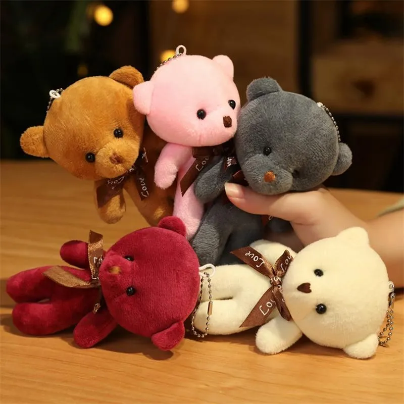 11-15cm Cashmere Teddy Bear Doll Bouquet Pendant Soft Animals Plush Toy Stuffed Girls Kids Friends Nice Birthday Wedding Gifts