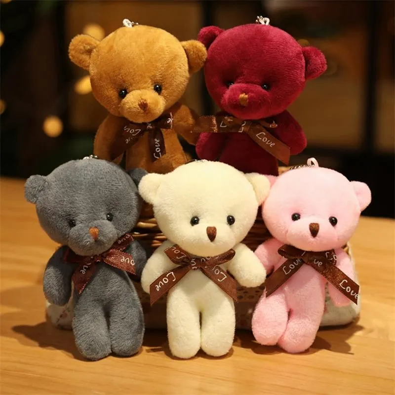 11-15cm Cashmere Teddy Bear Doll Bouquet Pendant Soft Animals Plush Toy Stuffed Girls Kids Friends Nice Birthday Wedding Gifts