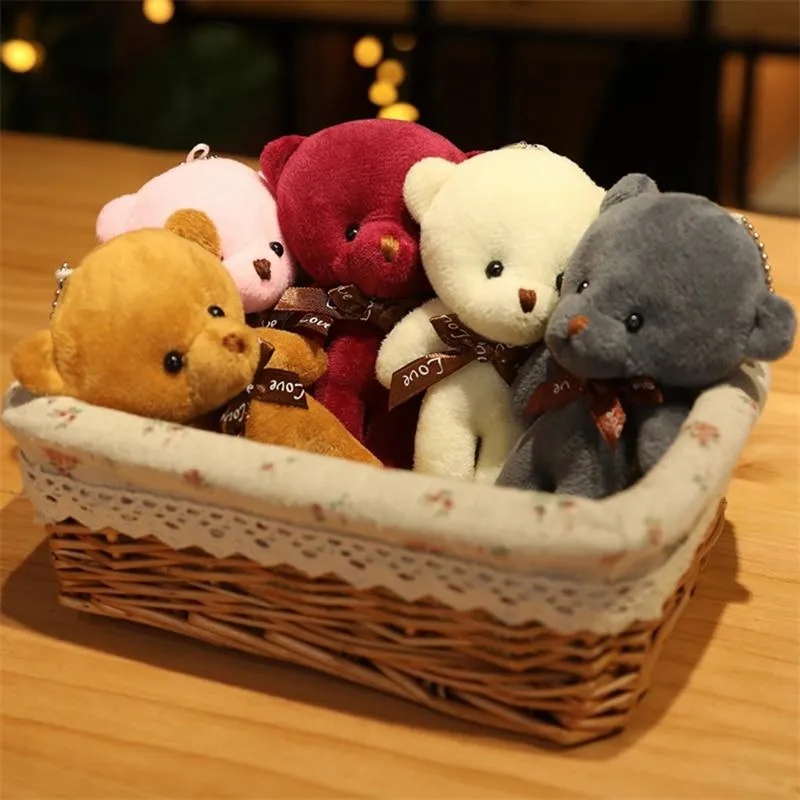 11-15cm Cashmere Teddy Bear Doll Bouquet Pendant Soft Animals Plush Toy Stuffed Girls Kids Friends Nice Birthday Wedding Gifts