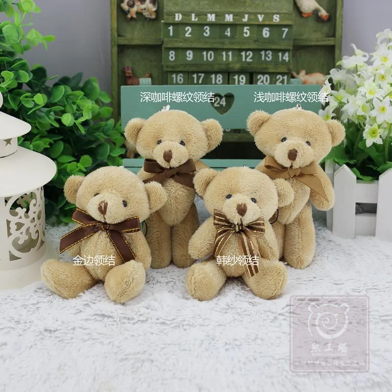 12 Pcs/lot Bow Tie 13 cm Mini Bear Dolls Plush Stuffed Toys,Girls Birthday Gift Small Pendant,Stuffed Plush Animals