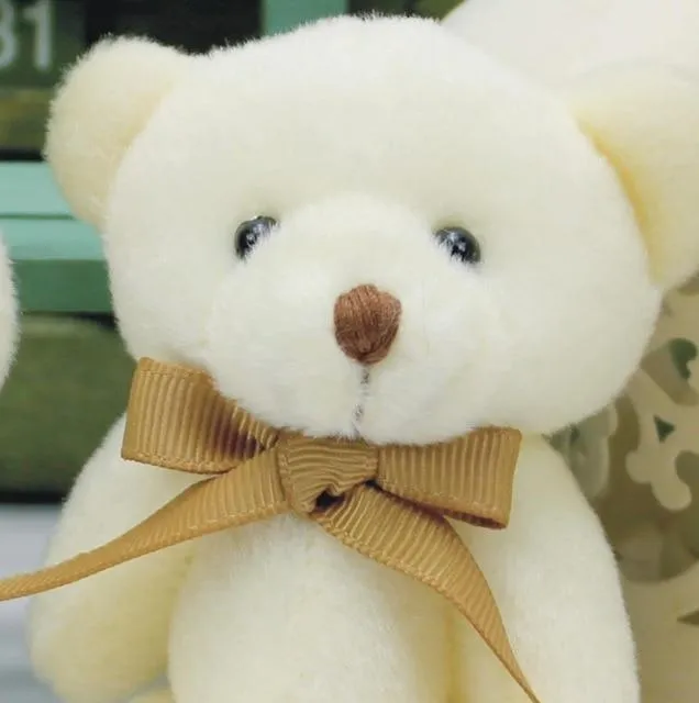 12 Pcs/lot Bow Tie 13 cm Mini Bear Dolls Plush Stuffed Toys,Girls Birthday Gift Small Pendant,Stuffed Plush Animals