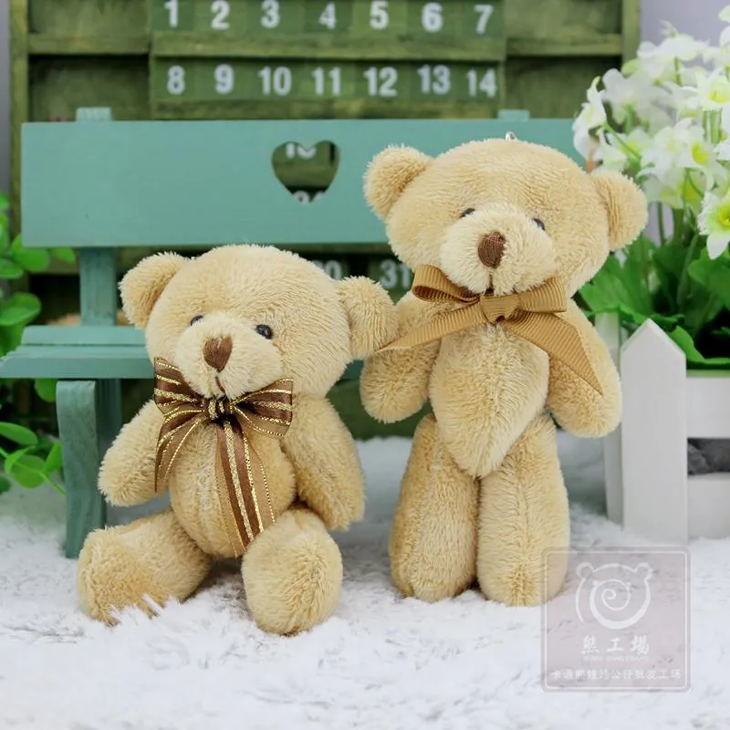 12 Pcs/lot Bow Tie 13 cm Mini Bear Dolls Plush Stuffed Toys,Girls Birthday Gift Small Pendant,Stuffed Plush Animals