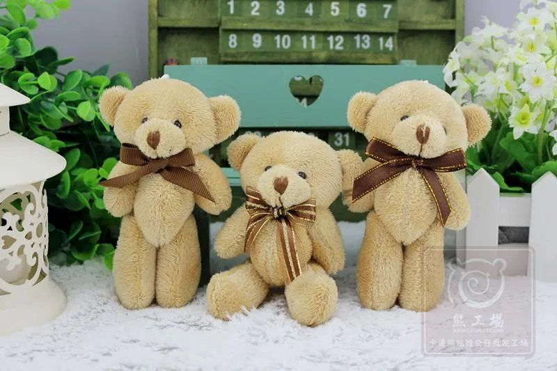 12 Pcs/lot Bow Tie 13 cm Mini Bear Dolls Plush Stuffed Toys,Girls Birthday Gift Small Pendant,Stuffed Plush Animals