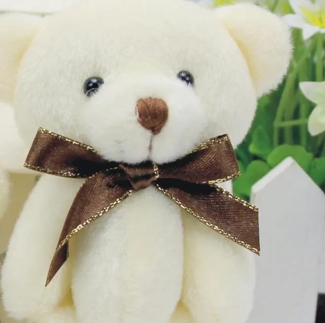 12 Pcs/lot Bow Tie 13 cm Mini Bear Dolls Plush Stuffed Toys,Girls Birthday Gift Small Pendant,Stuffed Plush Animals