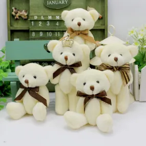 12 Pcs/lot Bow Tie 13 cm Mini Bear Dolls Plush Stuffed Toys,Girls Birthday Gift Small Pendant,Stuffed Plush Animals