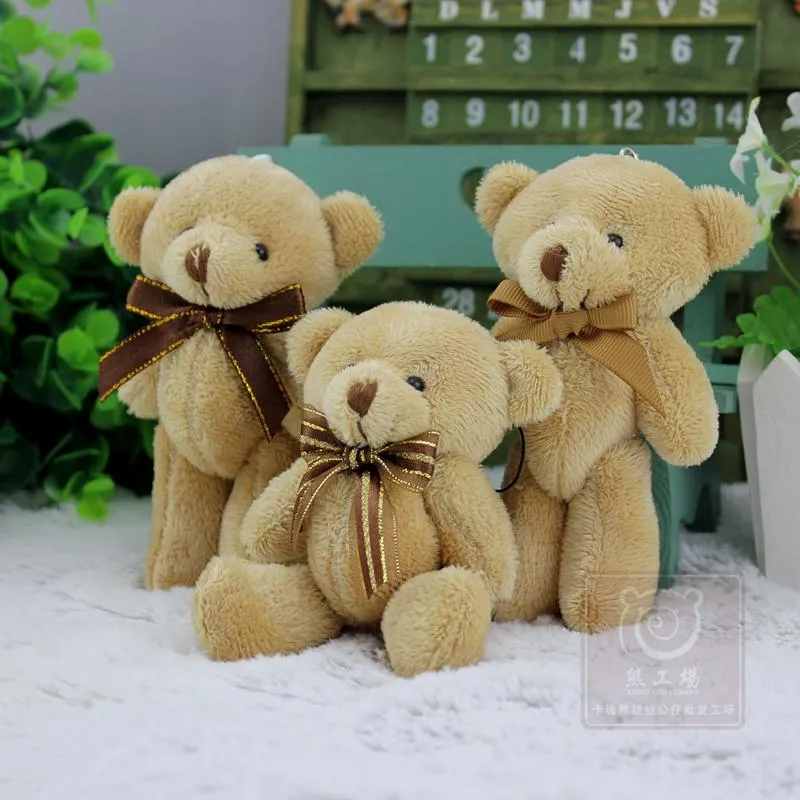 12 Pcs/lot Bow Tie 13 cm Mini Bear Dolls Plush Stuffed Toys,Girls Birthday Gift Small Pendant,Stuffed Plush Animals