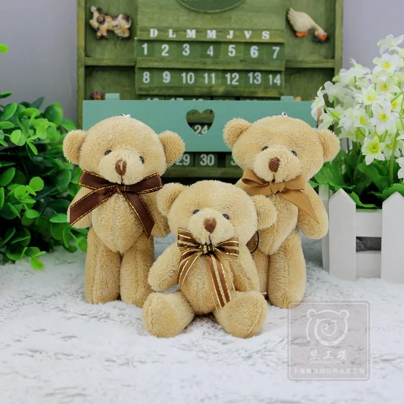 12 Pcs/lot Bow Tie 13 cm Mini Bear Dolls Plush Stuffed Toys,Girls Birthday Gift Small Pendant,Stuffed Plush Animals