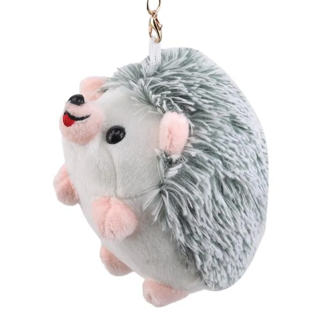 12CM Plush Hedgehog Toys Key Chain Ring Pendant Plush Toy Animal Stuffed Anime Car Fur Gifts for Women Girl Toys Doll