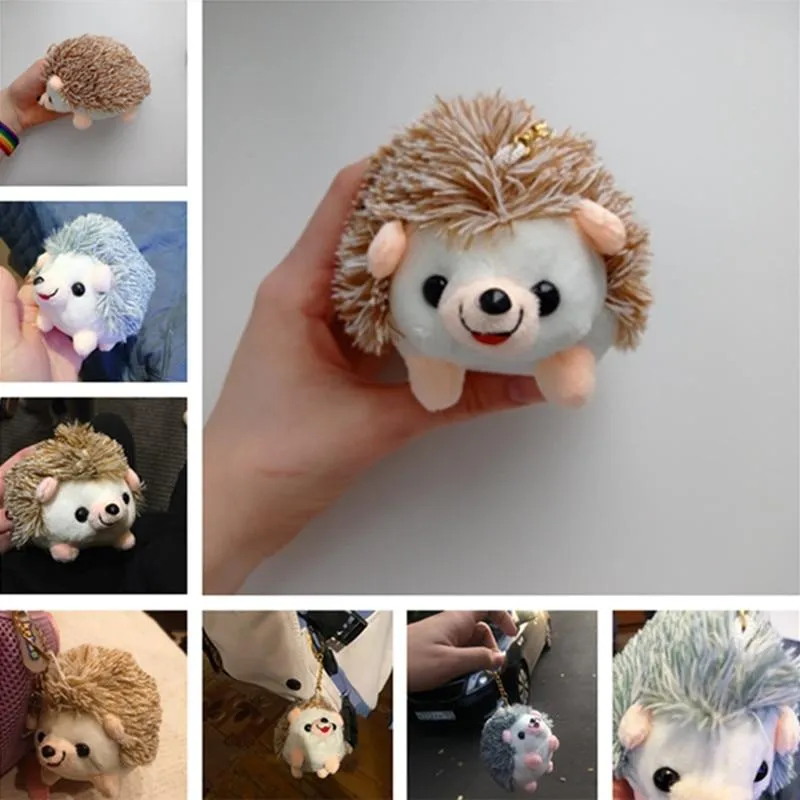 12CM Plush Hedgehog Toys Key Chain Ring Pendant Plush Toy Animal Stuffed Anime Car Fur Gifts for Women Girl Toys Doll