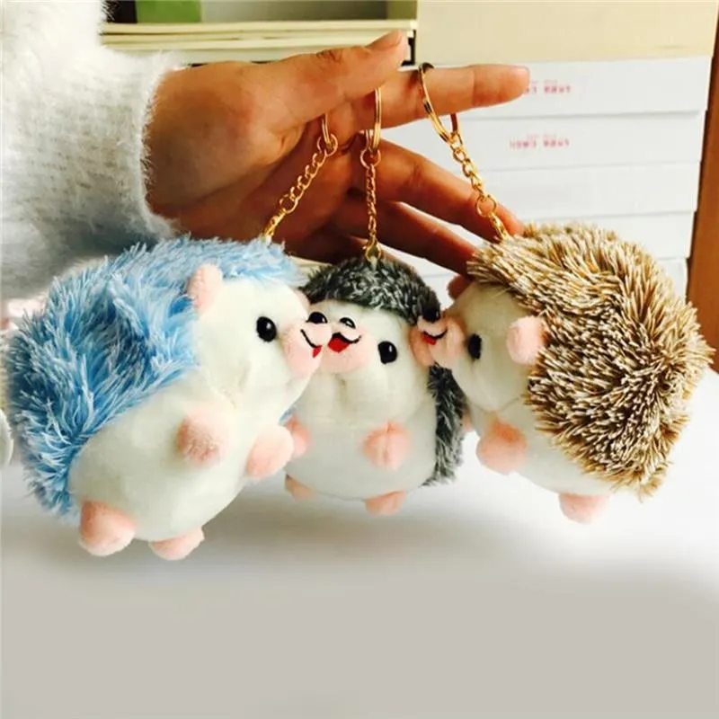 12CM Plush Hedgehog Toys Key Chain Ring Pendant Plush Toy Animal Stuffed Anime Car Fur Gifts for Women Girl Toys Doll