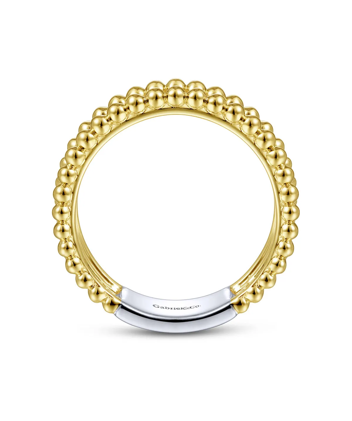 14K White-Yellow Gold Diamond and Bujukan Bead Ring