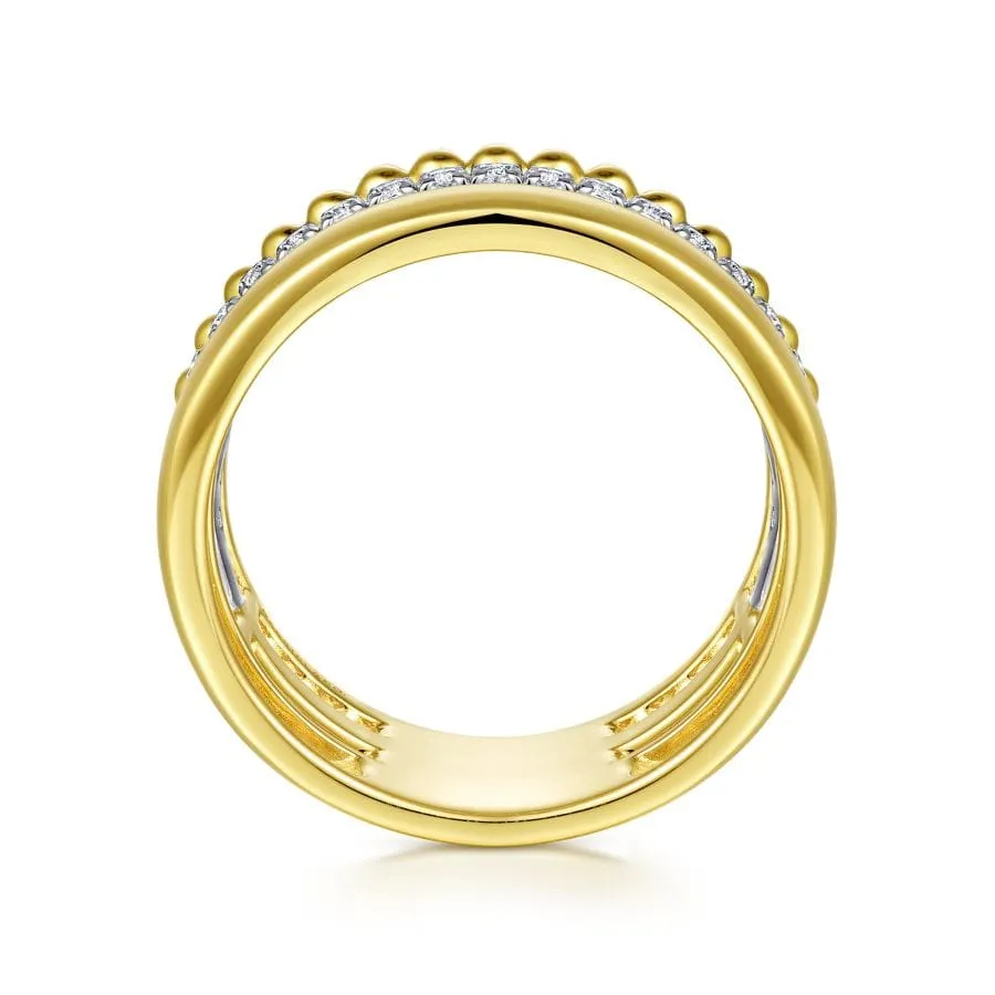 14K White-Yellow Gold Wide Band Diamond Ring