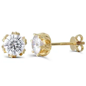 14k Yellow Gold Flower Moissanite Stud Earrings 2ctw