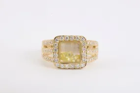 14k Yellow Gold Ring 0.50tcw Diamonds & Yellow Cubic Zirconia Size 7 (6.85g.)