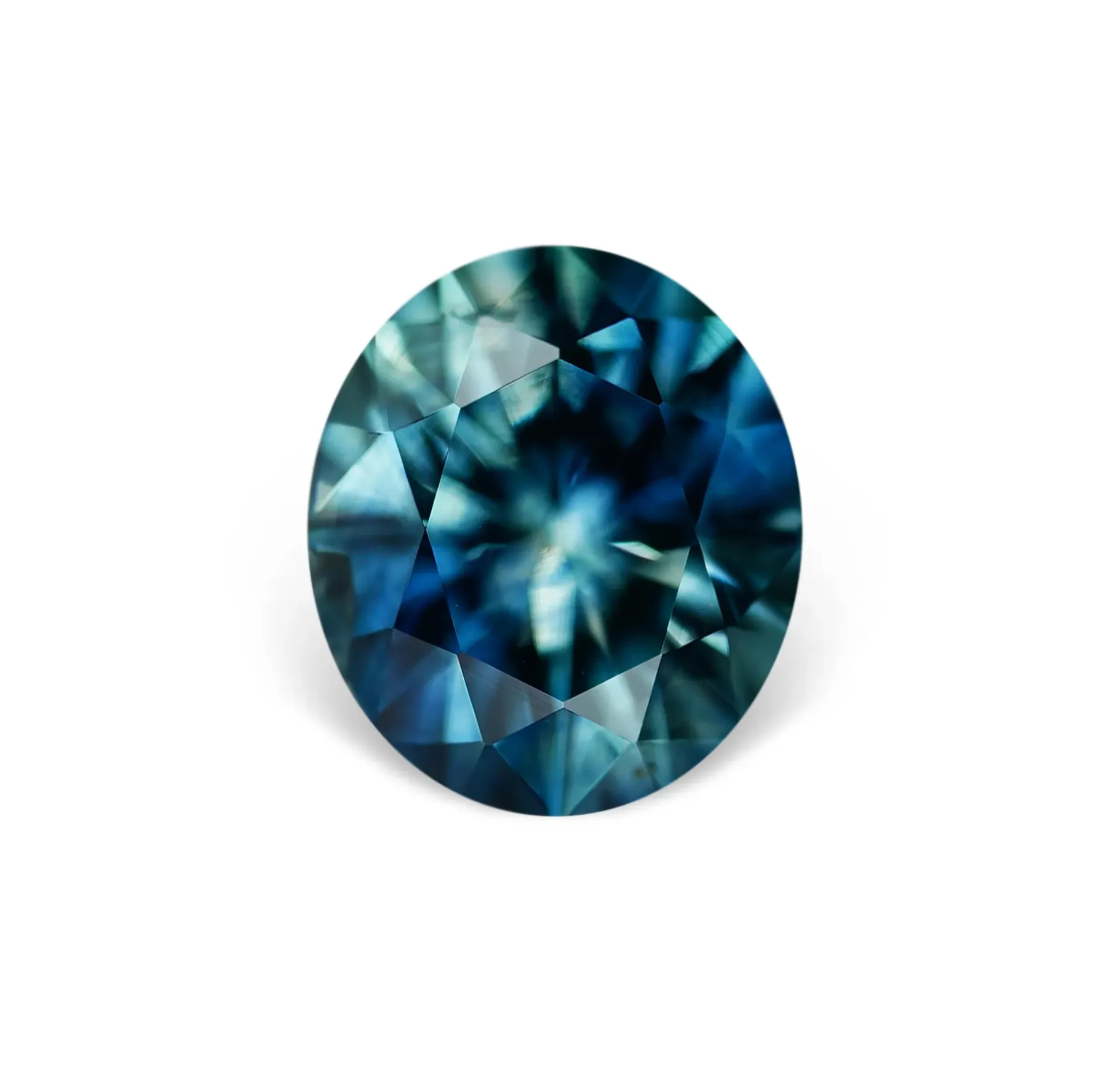 1.60CT OVAL BRILLIANT PRECISION CUT MONTANA SAPPHIRE, PARTI DEEP TEAL BLUE, 7.2X6.2MM