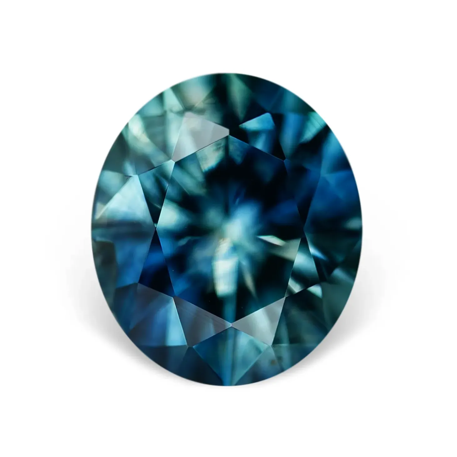 1.60CT OVAL BRILLIANT PRECISION CUT MONTANA SAPPHIRE, PARTI DEEP TEAL BLUE, 7.2X6.2MM