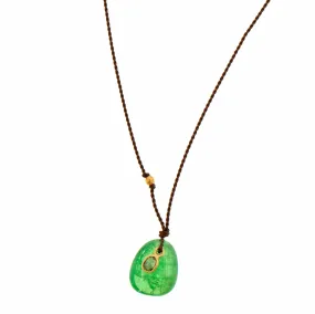 18K Yellow Gold Chrome Diopside and Rustic Diamond Strand Necklace