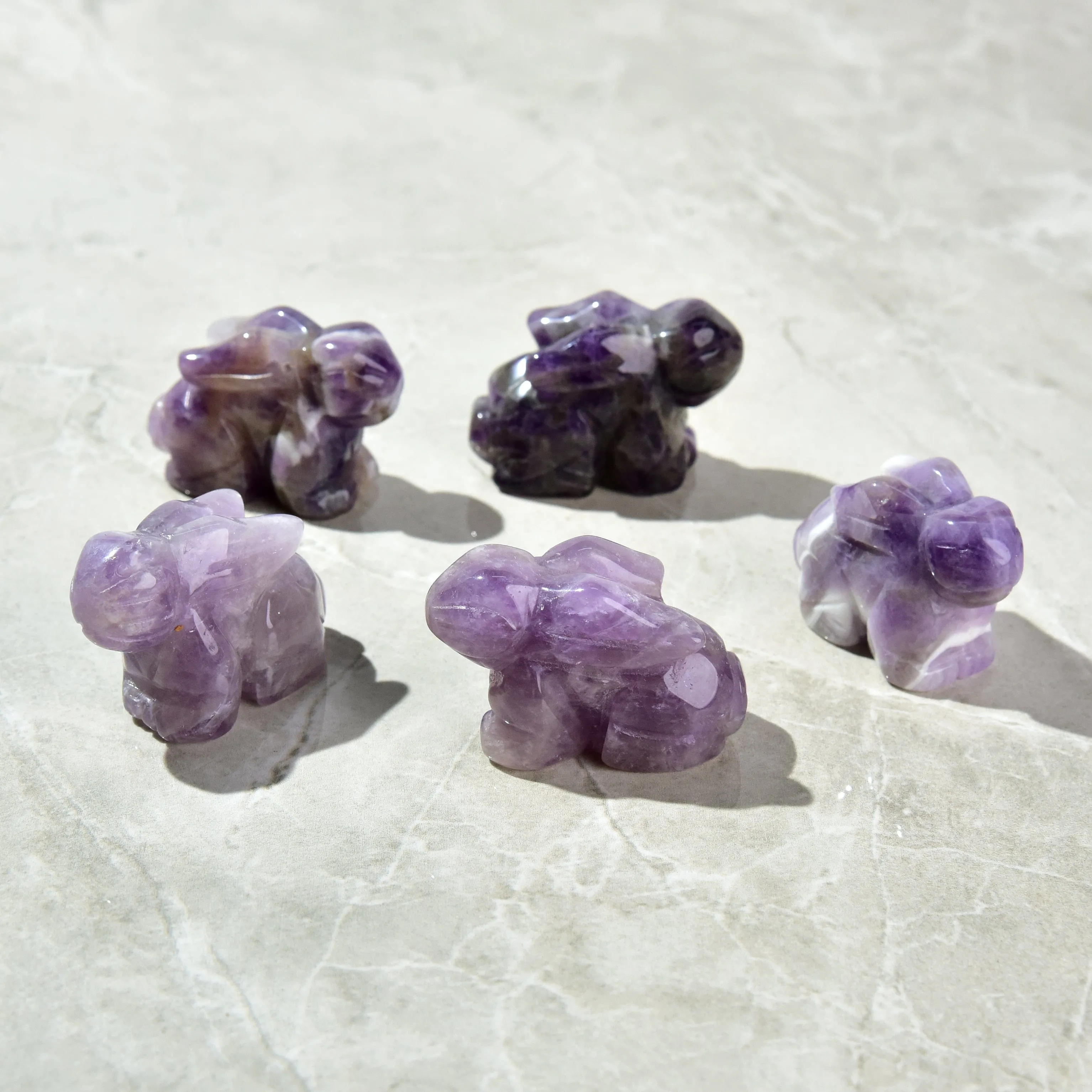 2 Amethyst Rabbit Natural Gemstone Carving