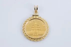 24k Yellow Gold 1/4oz Panda Coin w/ 14k Yellow Gold Bezel Pendant (10.60g.)