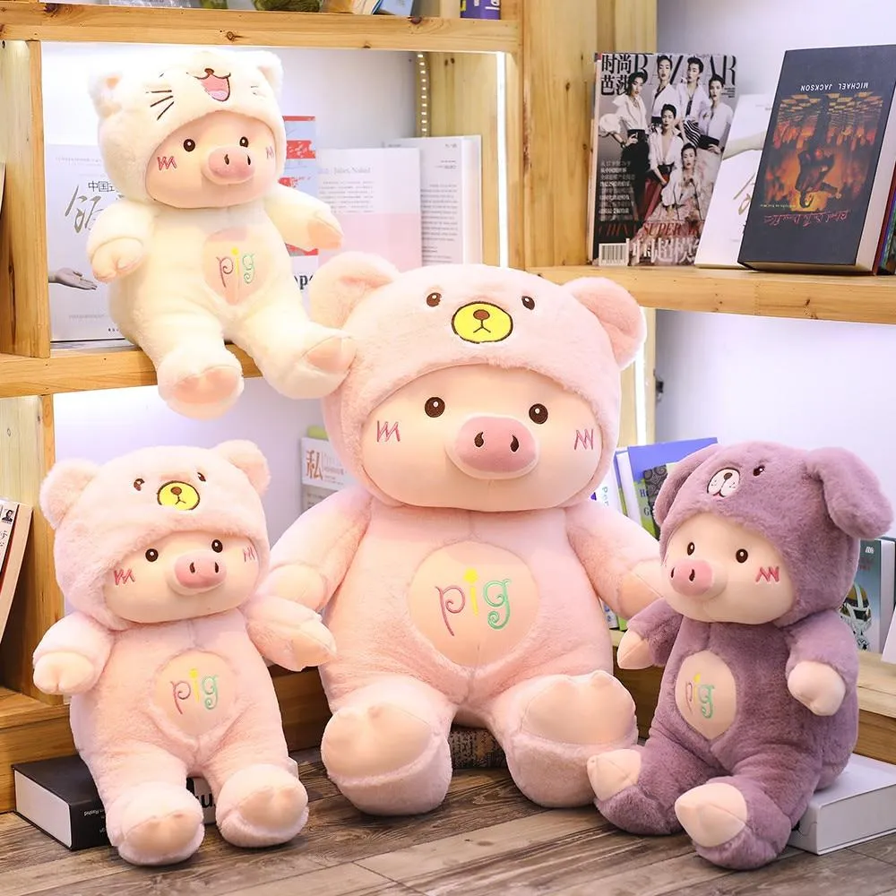 30-60cm Lovely Pig Plush Toy Creative Cosplay Cat&Bear&Dog Doll Soft Stuffed Animals Toy for Children Baby Kawaii  Birhtday Gift