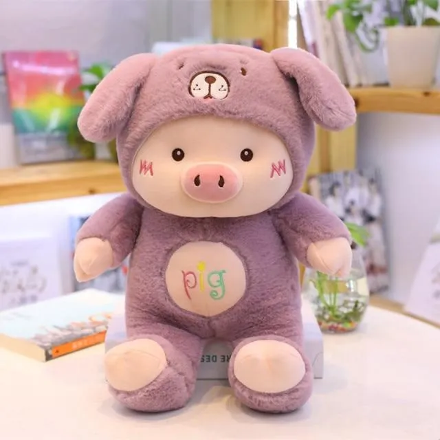 30-60cm Lovely Pig Plush Toy Creative Cosplay Cat&Bear&Dog Doll Soft Stuffed Animals Toy for Children Baby Kawaii  Birhtday Gift