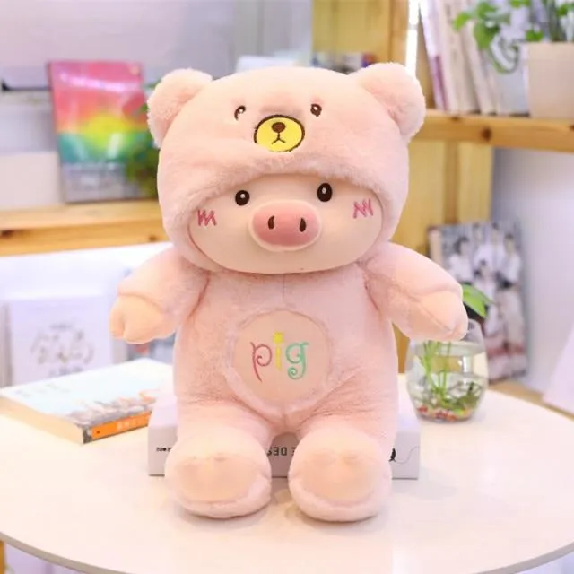 30-60cm Lovely Pig Plush Toy Creative Cosplay Cat&Bear&Dog Doll Soft Stuffed Animals Toy for Children Baby Kawaii  Birhtday Gift