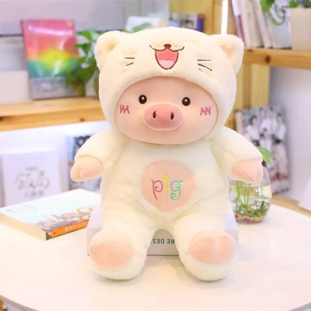 30-60cm Lovely Pig Plush Toy Creative Cosplay Cat&Bear&Dog Doll Soft Stuffed Animals Toy for Children Baby Kawaii  Birhtday Gift