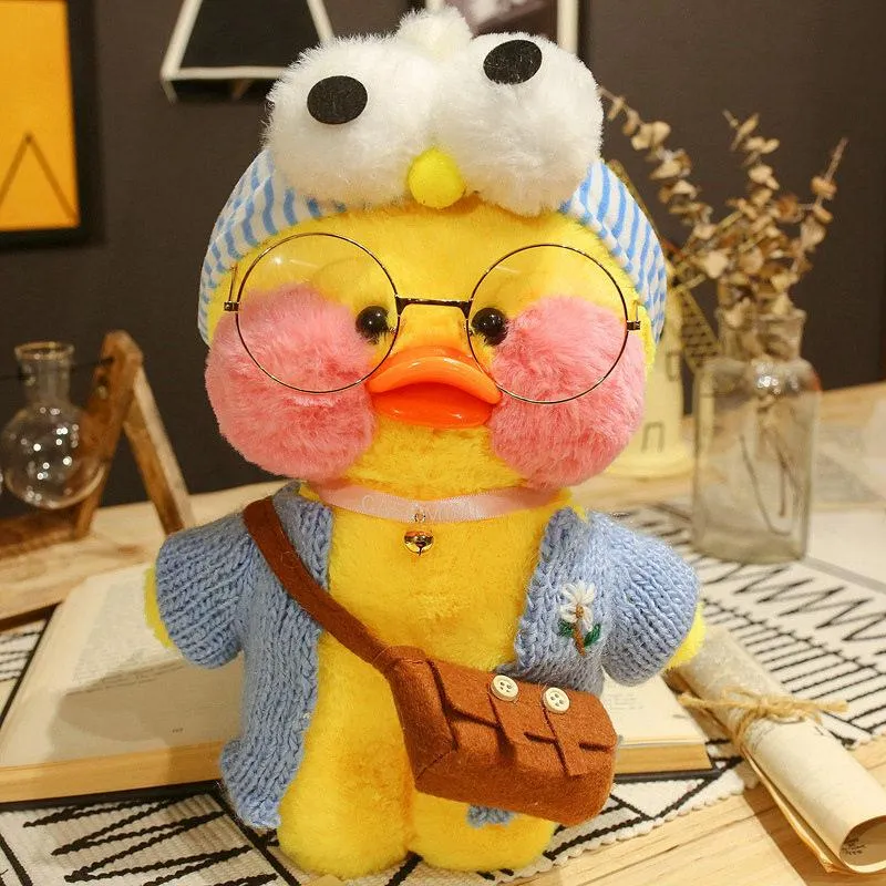 30cm Cute LaLafanfan Cafe Yellow Duck Plush Toy Creative Duck Stuffed Doll Soft Animal Dolls Baby Toys Birthday Gift for Girl