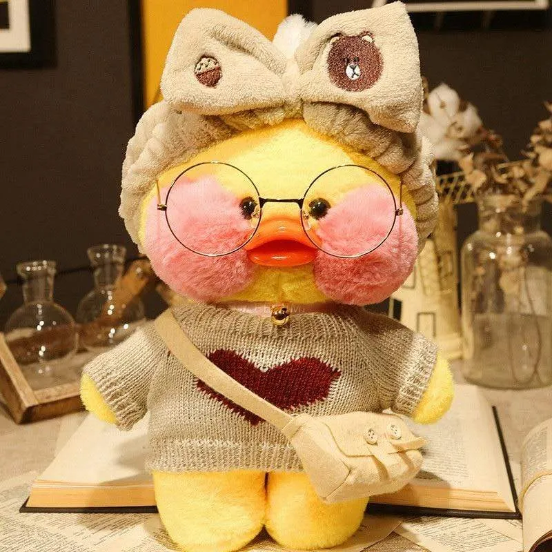 30cm Cute LaLafanfan Cafe Yellow Duck Plush Toy Creative Duck Stuffed Doll Soft Animal Dolls Baby Toys Birthday Gift for Girl