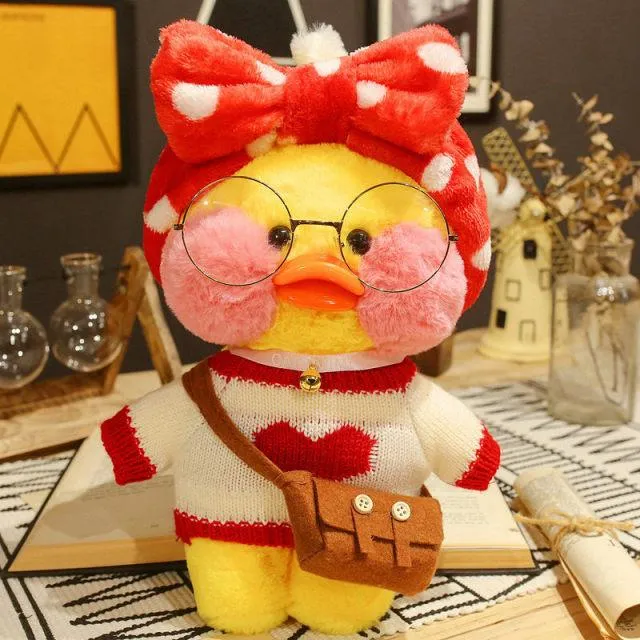 30cm Cute LaLafanfan Cafe Yellow Duck Plush Toy Creative Duck Stuffed Doll Soft Animal Dolls Baby Toys Birthday Gift for Girl