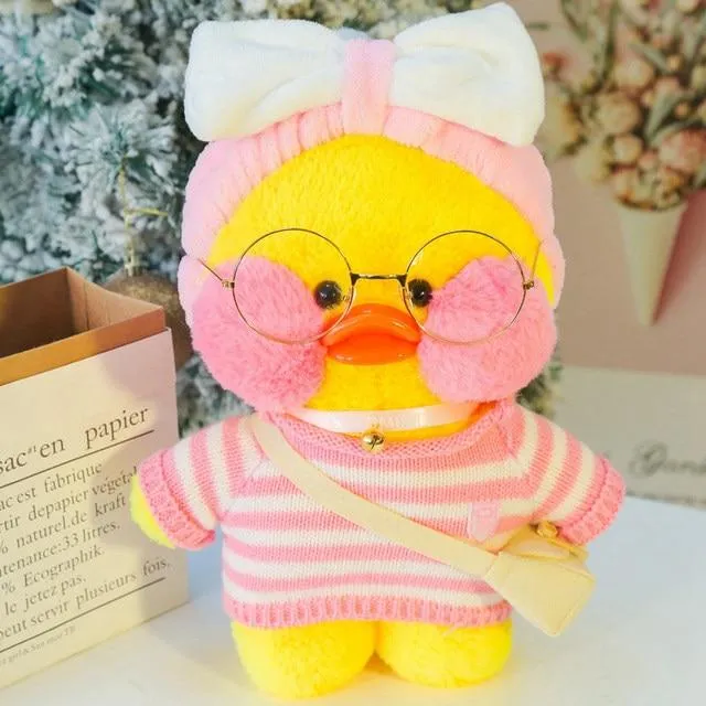 30cm Cute LaLafanfan Cafe Yellow Duck Plush Toy Creative Duck Stuffed Doll Soft Animal Dolls Baby Toys Birthday Gift for Girl