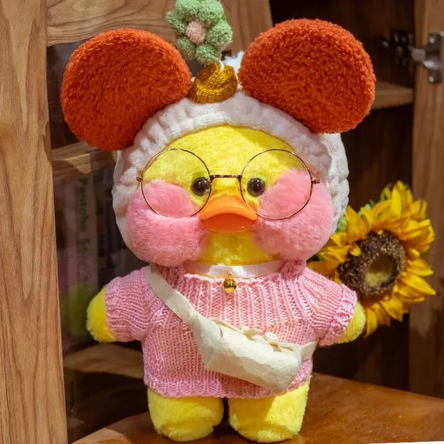 30cm Cute LaLafanfan Cafe Yellow Duck Plush Toy Creative Duck Stuffed Doll Soft Animal Dolls Baby Toys Birthday Gift for Girl