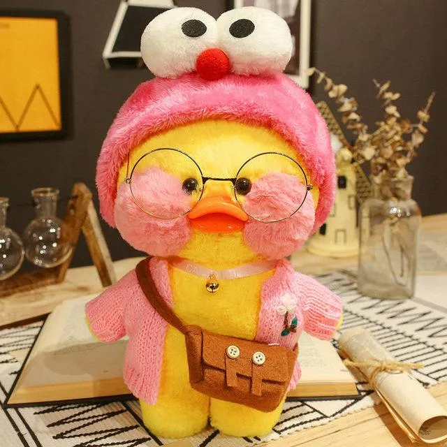 30cm Cute LaLafanfan Cafe Yellow Duck Plush Toy Creative Duck Stuffed Doll Soft Animal Dolls Baby Toys Birthday Gift for Girl