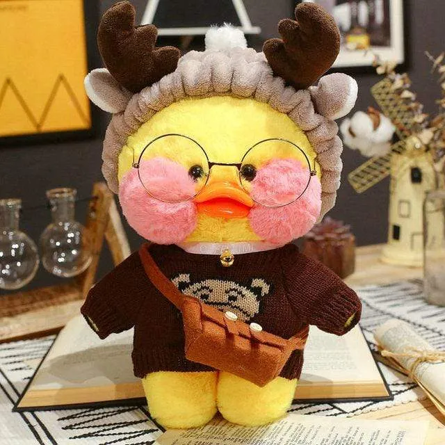 30cm Cute LaLafanfan Cafe Yellow Duck Plush Toy Creative Duck Stuffed Doll Soft Animal Dolls Baby Toys Birthday Gift for Girl