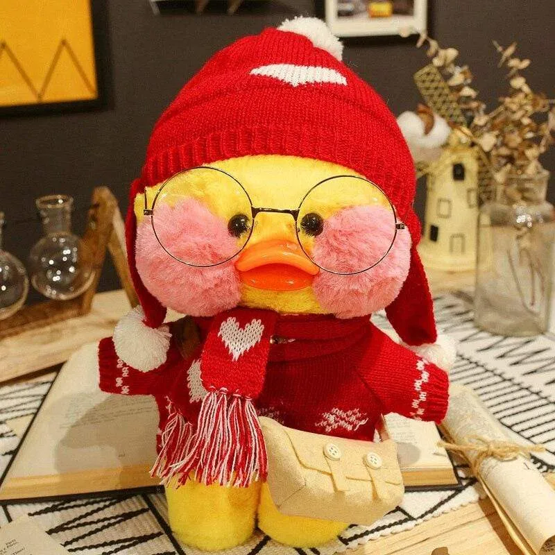 30cm Cute LaLafanfan Cafe Yellow Duck Plush Toy Creative Duck Stuffed Doll Soft Animal Dolls Baby Toys Birthday Gift for Girl