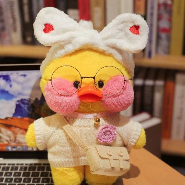 30cm Cute LaLafanfan Cafe Yellow Duck Plush Toy Creative Duck Stuffed Doll Soft Animal Dolls Baby Toys Birthday Gift for Girl