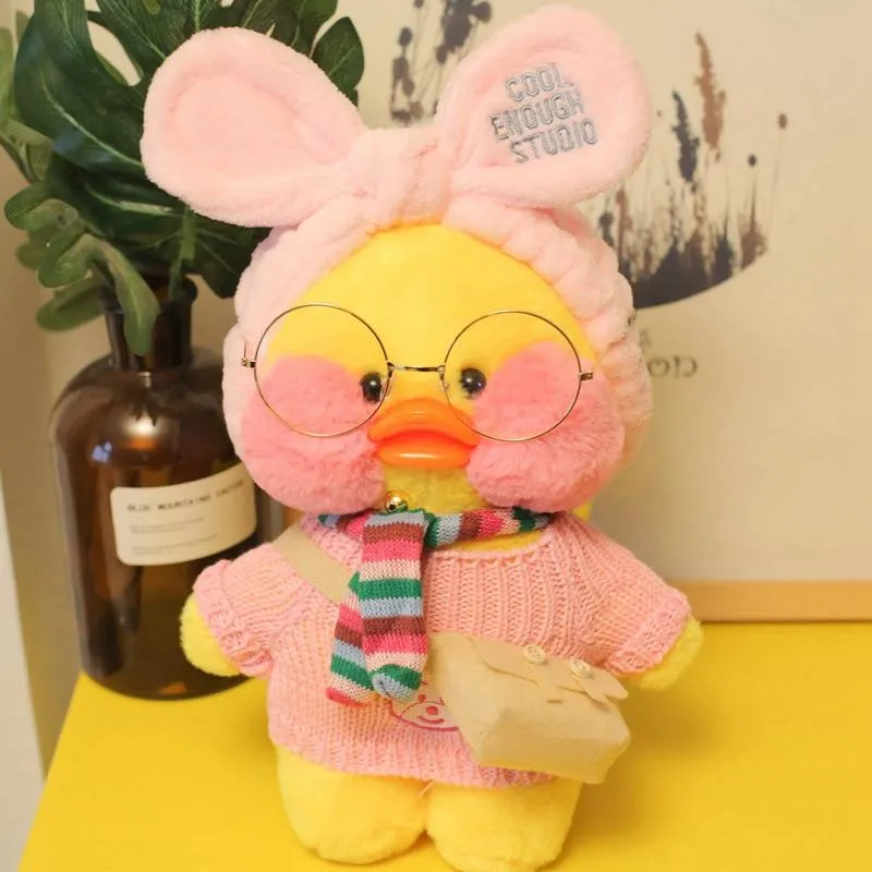 30cm Cute LaLafanfan Cafe Yellow Duck Plush Toy Creative Duck Stuffed Doll Soft Animal Dolls Baby Toys Birthday Gift for Girl