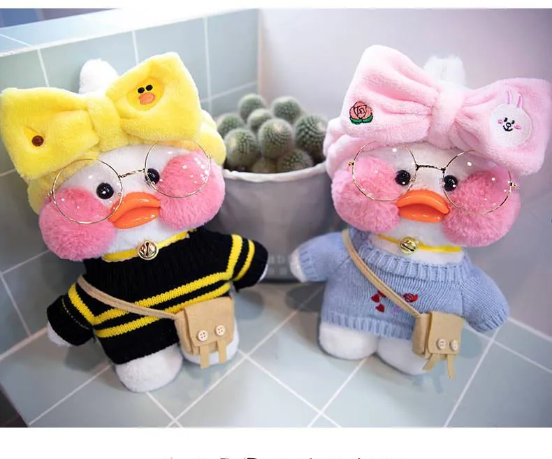 30CM Pink LaLafanfan Kawaii Cafe Mimi Yellow Duck Plush Toy Cute Stuffed Doll Soft Animal Dolls Kids Toys Birthday Gift for girl