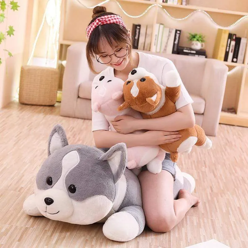 60-100cm Cute Corgi Dog Plush Toy Stuffed Soft Animal Shiba Inu Chai Pillow Cartoon Christmas Gift for Kids Children Girls