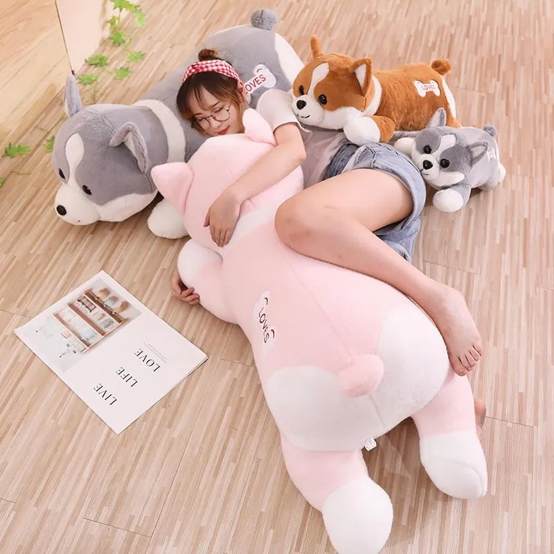 60-100cm Cute Corgi Dog Plush Toy Stuffed Soft Animal Shiba Inu Chai Pillow Cartoon Christmas Gift for Kids Children Girls