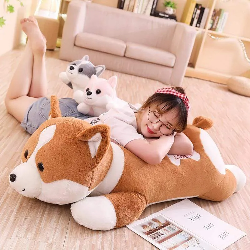 60-100cm Cute Corgi Dog Plush Toy Stuffed Soft Animal Shiba Inu Chai Pillow Cartoon Christmas Gift for Kids Children Girls