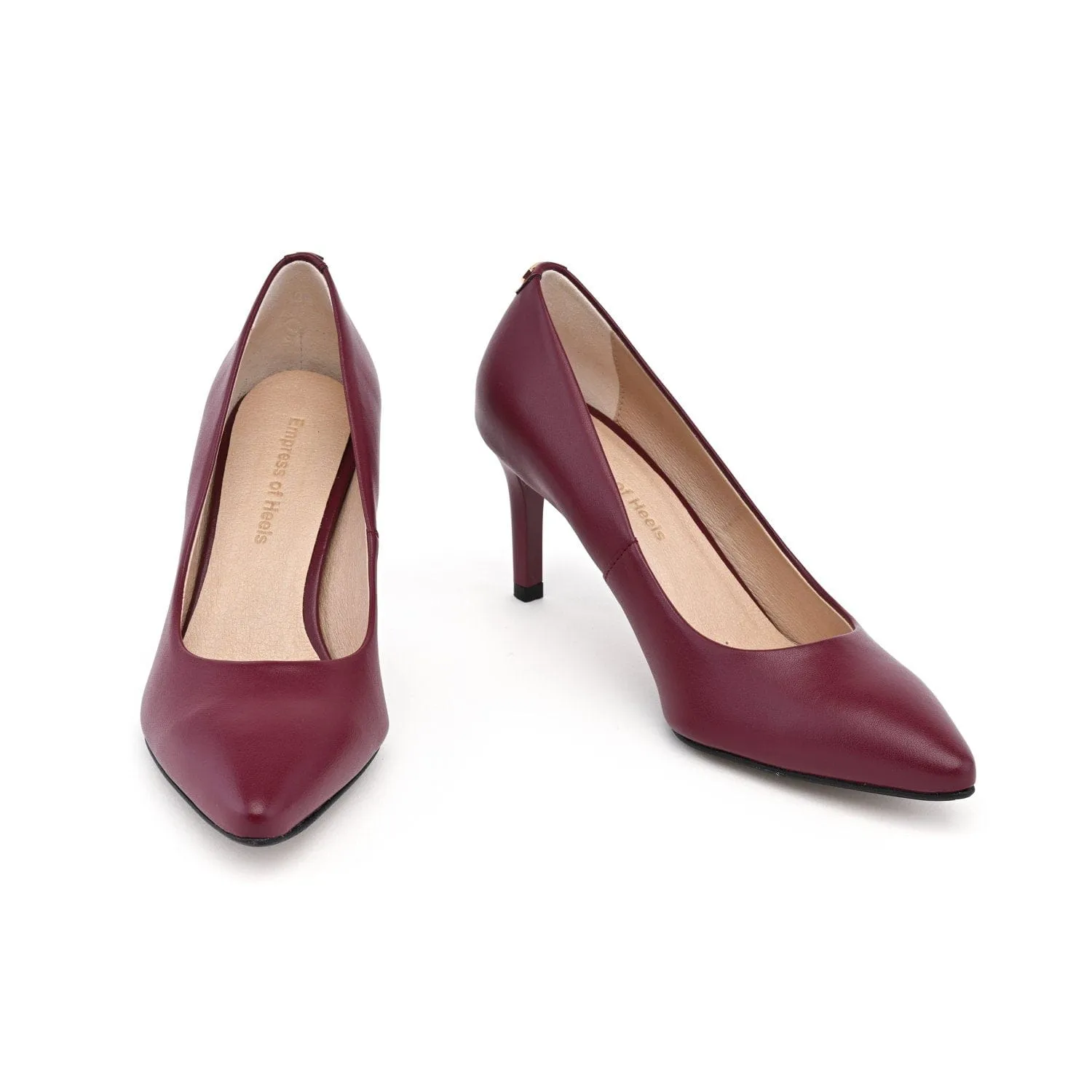 75mm Vegan Apple Leather Heels | Burgundy Bliss