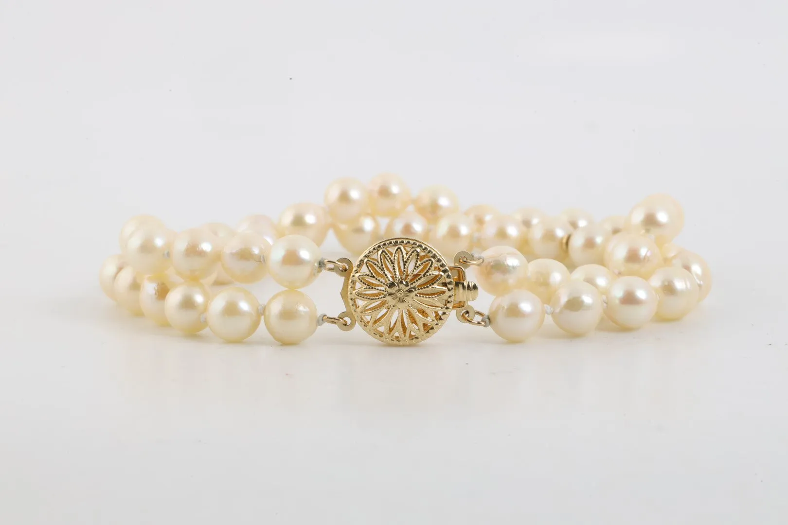 7" 14k Yellow Gold Pearl Bracelet (17.51g.)