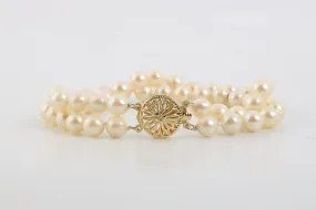 7" 14k Yellow Gold Pearl Bracelet (17.51g.)