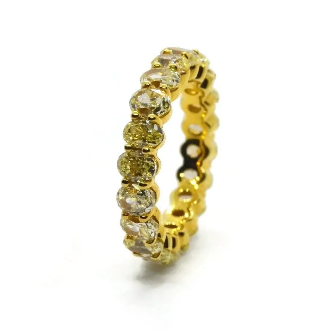 AF Jewelers Eternity Band Ring with Fancy Yellow Oval-cut Diamonds 4.76 ct., 18k Yellow Gold