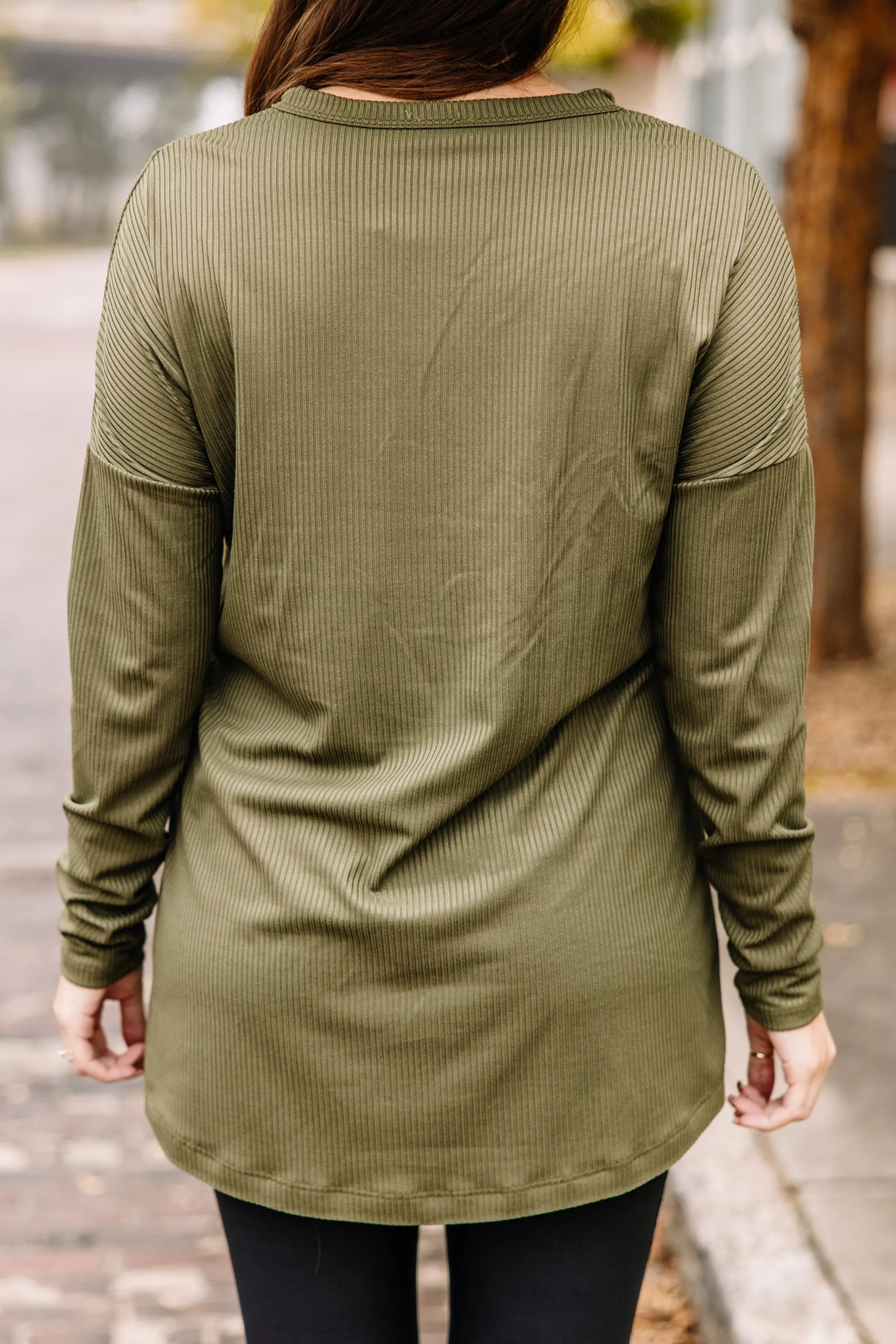 All Together Olive Green Henley Top