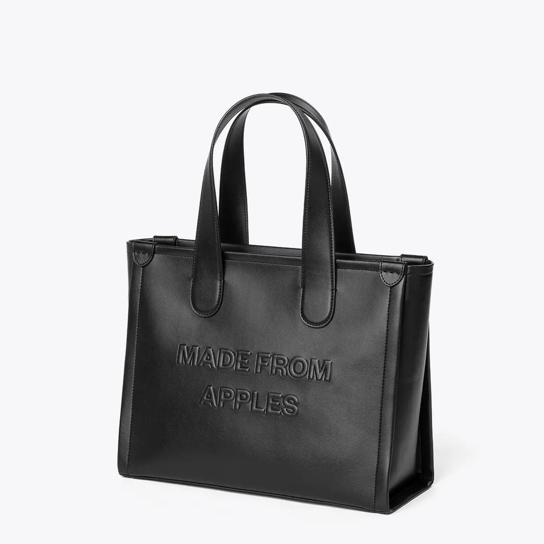 Alma Vegan Apple Leather Tote Bag | Black