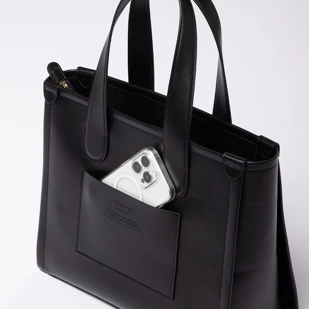 Alma Vegan Apple Leather Tote Bag | Black