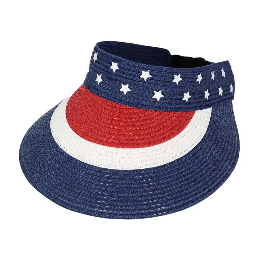 American Flag Roll Up Visor With Adjustable Elastic Band