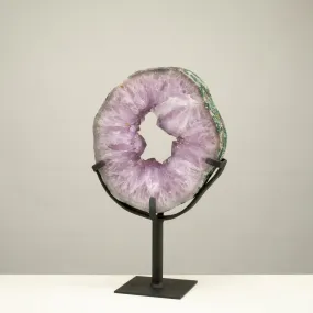 Amethyst Geode Slice Ring from Brazil on Custom Stand- 11 / 5.5 lbs